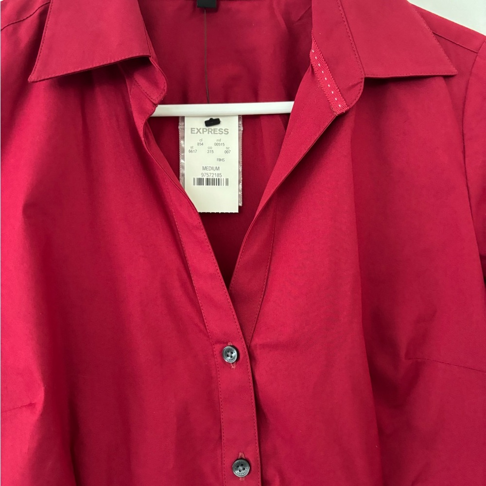 Express Deep Red Collared Shirt - Picture 9 of 11